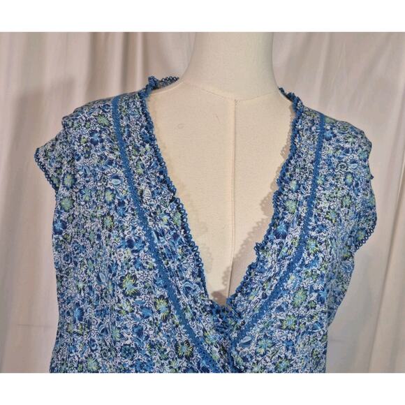 Poupette St. Barth Womens Estelle Blue Mayflower Mini Dress Medium - Picture 5 of 15